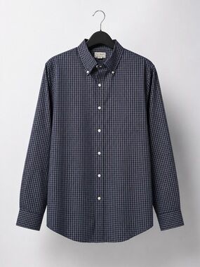 L.L. Bean Men's Dark Blue Windowpane Button-Down Shirt